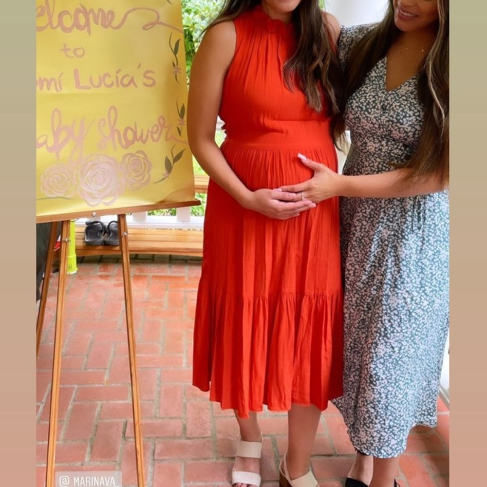 Calvin Klein Orange Sleeve Less Dress Vicose